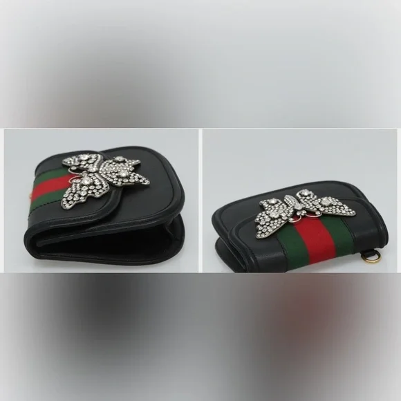 Gucci Leather Crystal Butterfly Linea Totem sherry line Crossbody & dust bag box - Picture 11 of 14